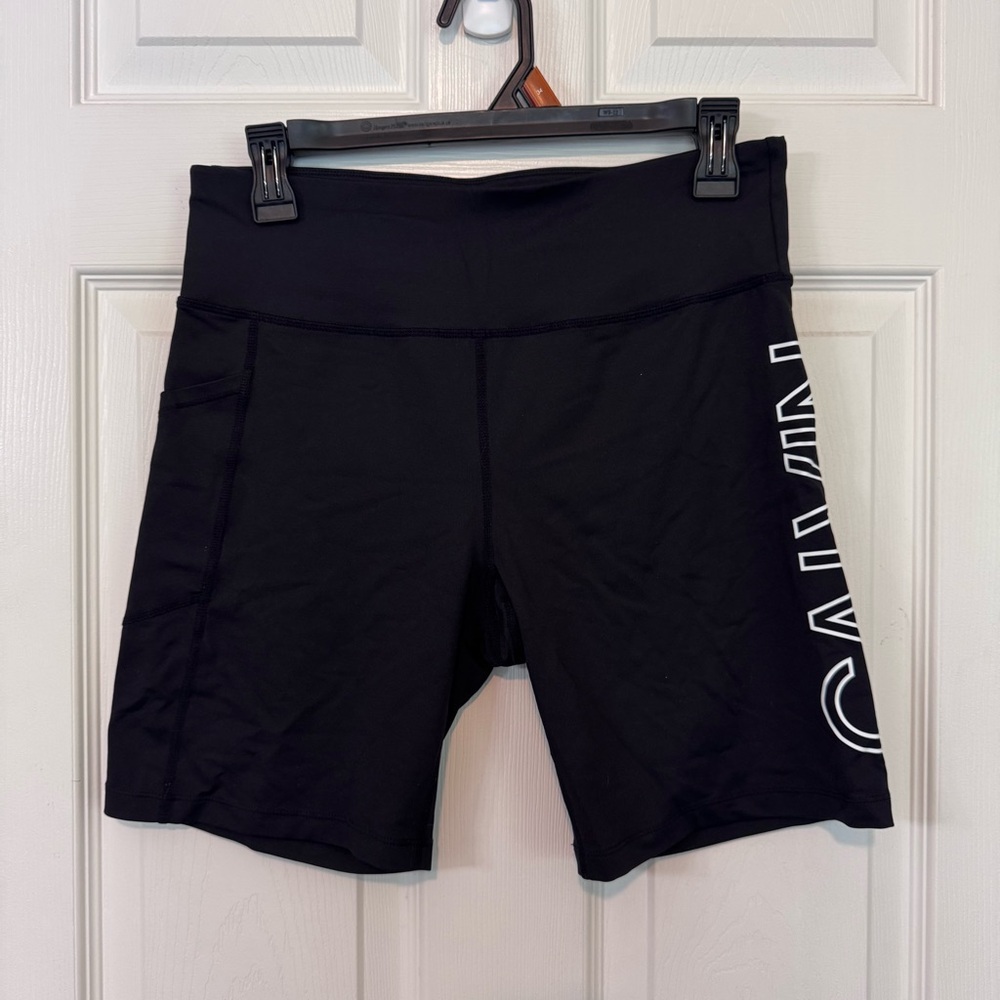 Calvin Klein Black Bike Shorts with White Side Logo